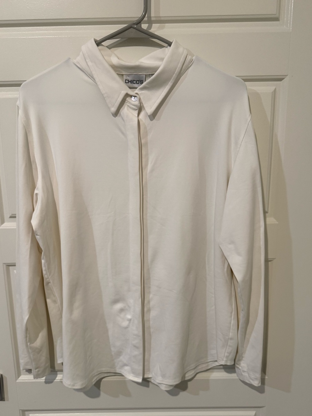 Chico's Cream Button-Front Collared Blouse